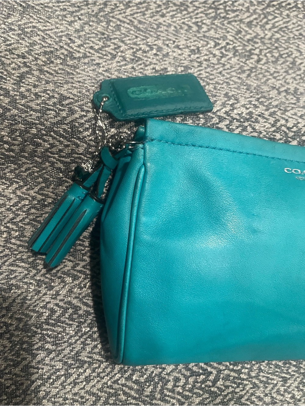 COACH Teal Leather Wristlet Clutch - Picture 2 of 7